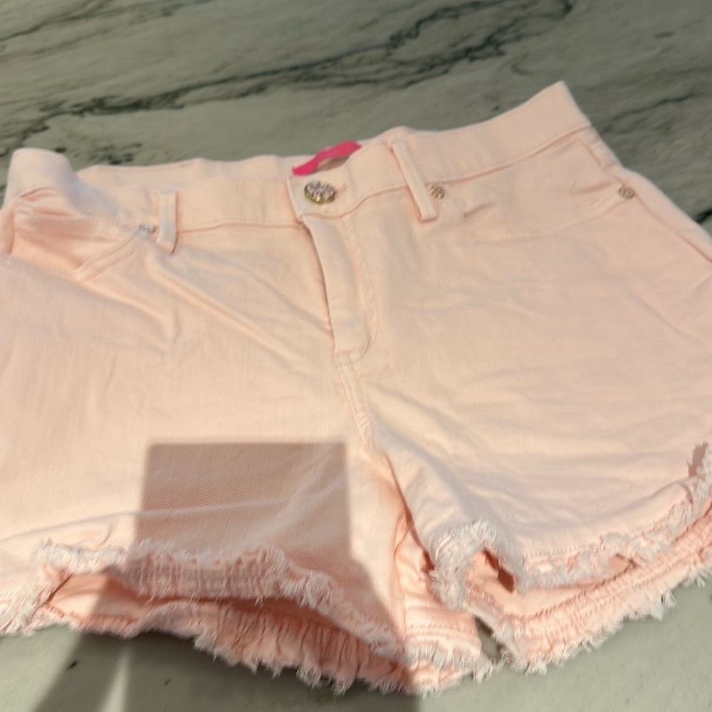 Lily stretch denim cut off pink shorts size 4